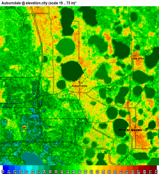 Zoom OUT 2x Auburndale, United States elevation map