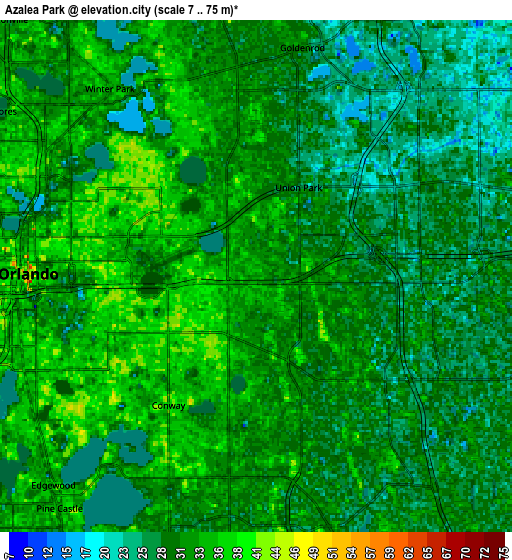 Zoom OUT 2x Azalea Park, United States elevation map