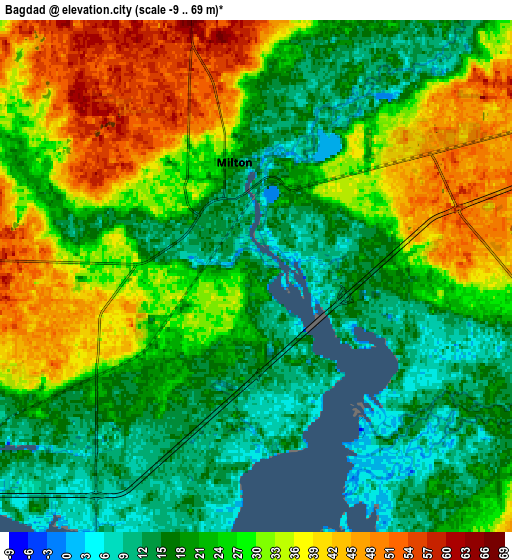 Zoom OUT 2x Bagdad, United States elevation map