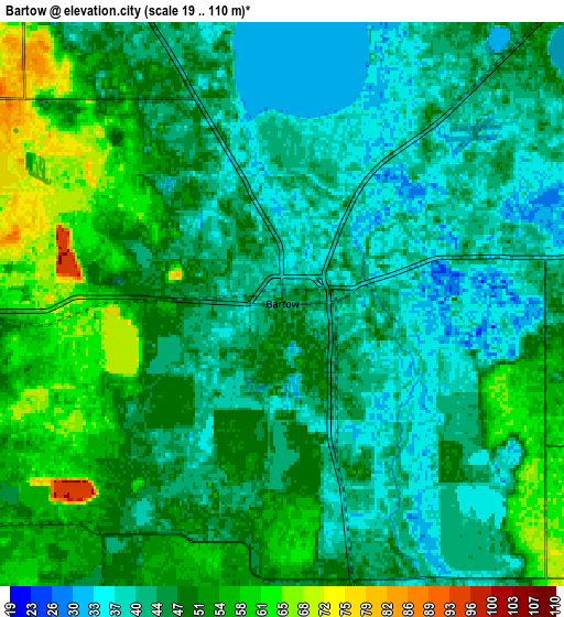 Zoom OUT 2x Bartow, United States elevation map