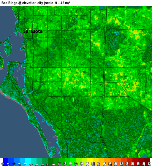 Zoom OUT 2x Bee Ridge, United States elevation map