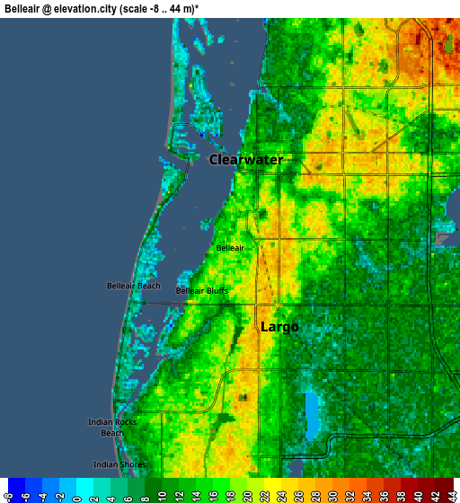 Zoom OUT 2x Belleair, United States elevation map