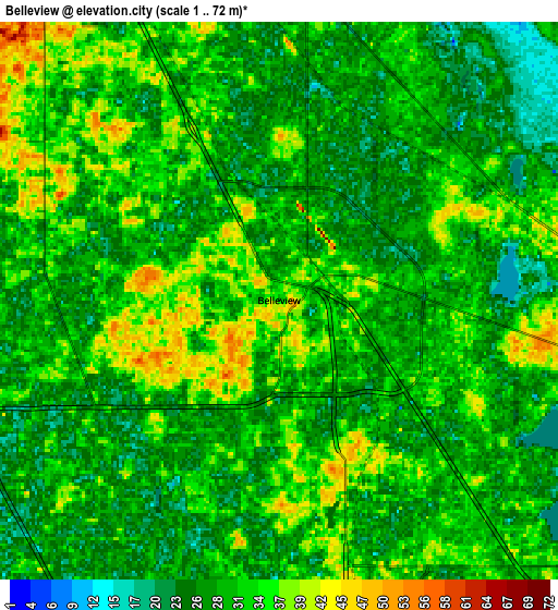 Zoom OUT 2x Belleview, United States elevation map