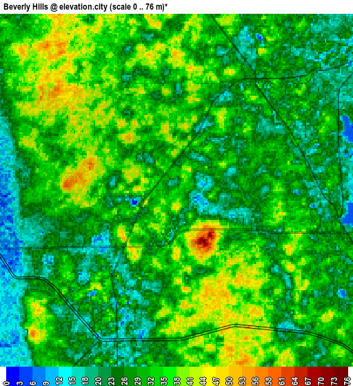 Zoom OUT 2x Beverly Hills, United States elevation map