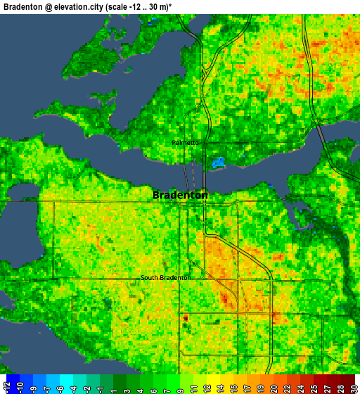 Zoom OUT 2x Bradenton, United States elevation map