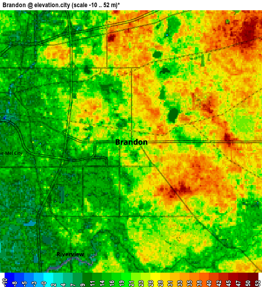 Zoom OUT 2x Brandon, United States elevation map