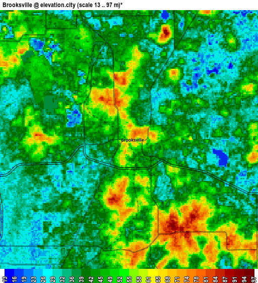 Zoom OUT 2x Brooksville, United States elevation map