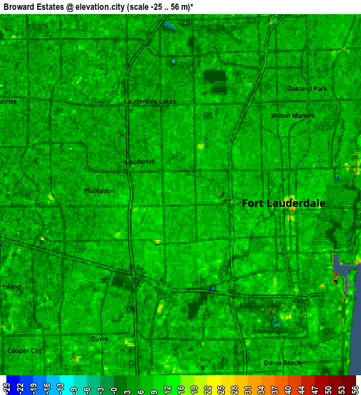 Zoom OUT 2x Broward Estates, United States elevation map