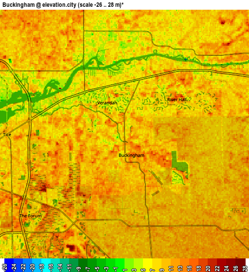 Zoom OUT 2x Buckingham, United States elevation map