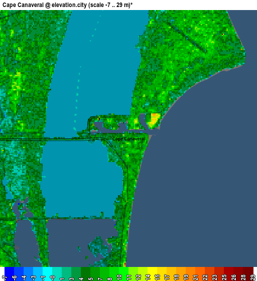 Zoom OUT 2x Cape Canaveral, United States elevation map