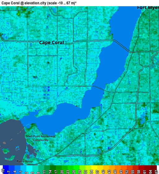 Zoom OUT 2x Cape Coral, United States elevation map