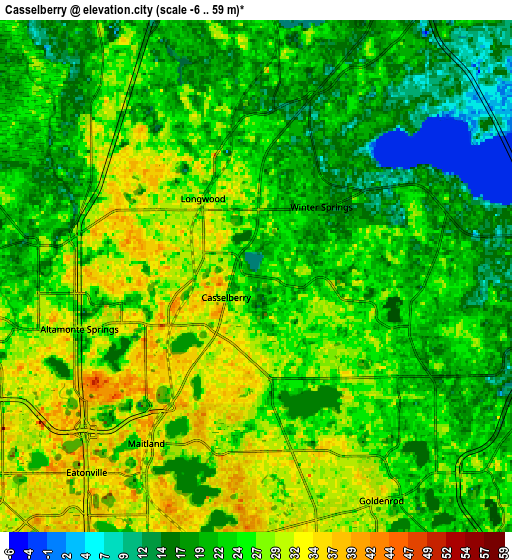 Zoom OUT 2x Casselberry, United States elevation map