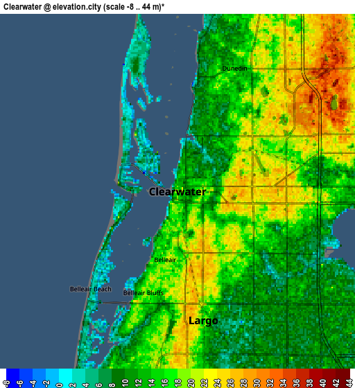 Zoom OUT 2x Clearwater, United States elevation map