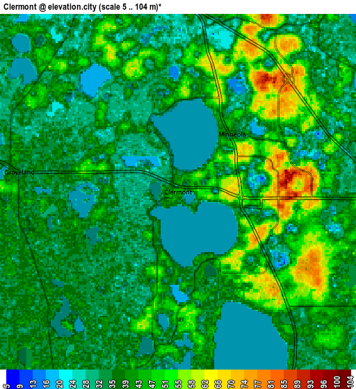 Zoom OUT 2x Clermont, United States elevation map