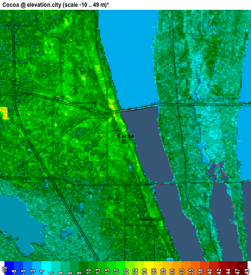 Zoom OUT 2x Cocoa, United States elevation map