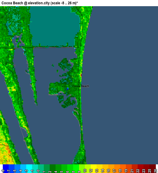 Zoom OUT 2x Cocoa Beach, United States elevation map