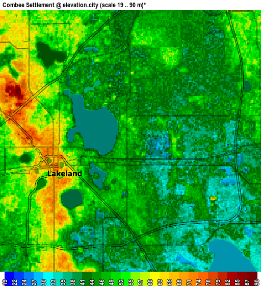 Zoom OUT 2x Combee Settlement, United States elevation map