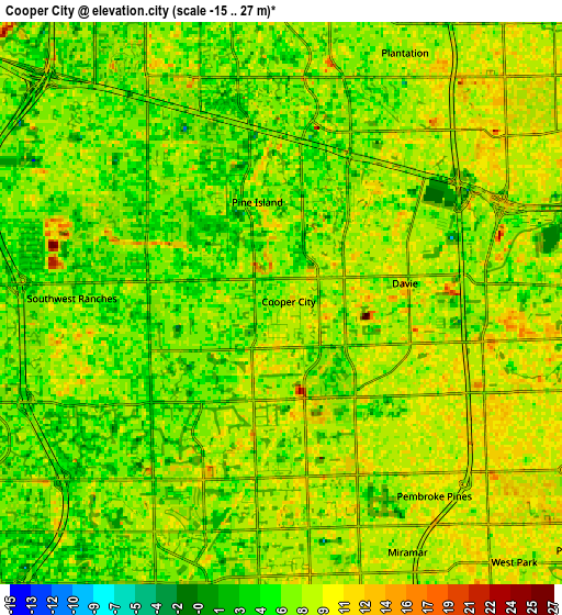 Zoom OUT 2x Cooper City, United States elevation map