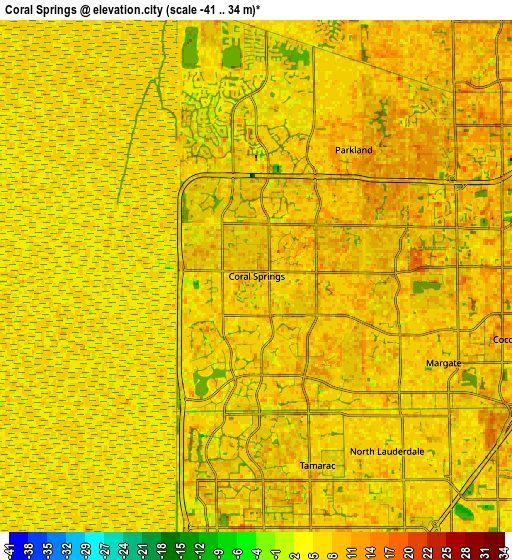 Zoom OUT 2x Coral Springs, United States elevation map