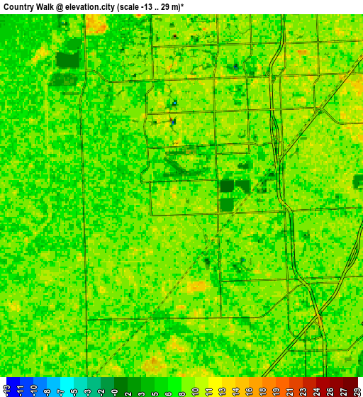 Zoom OUT 2x Country Walk, United States elevation map