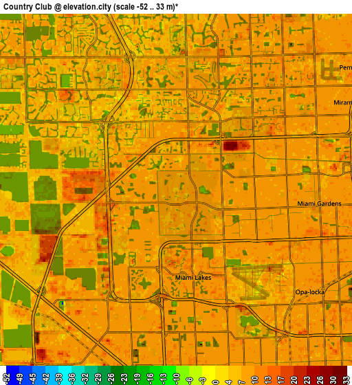 Zoom OUT 2x Country Club, United States elevation map