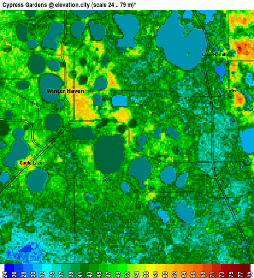 Zoom OUT 2x Cypress Gardens, United States elevation map