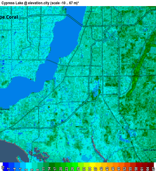 Zoom OUT 2x Cypress Lake, United States elevation map