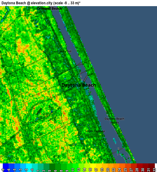 Zoom OUT 2x Daytona Beach, United States elevation map