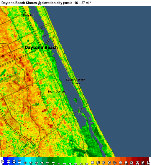 Zoom OUT 2x Daytona Beach Shores, United States elevation map