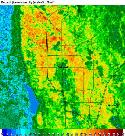 Zoom OUT 2x DeLand, United States elevation map