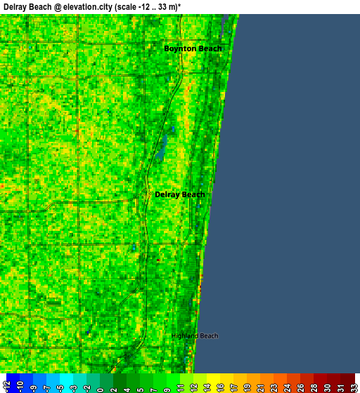 Zoom OUT 2x Delray Beach, United States elevation map
