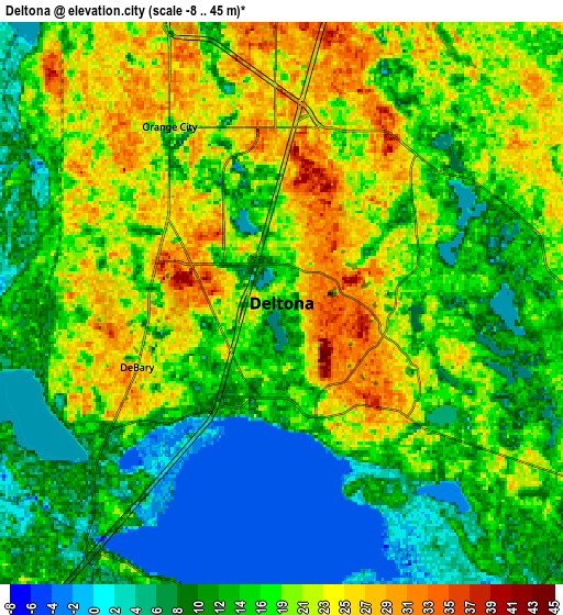 Zoom OUT 2x Deltona, United States elevation map