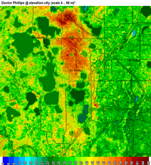 Zoom OUT 2x Doctor Phillips, United States elevation map