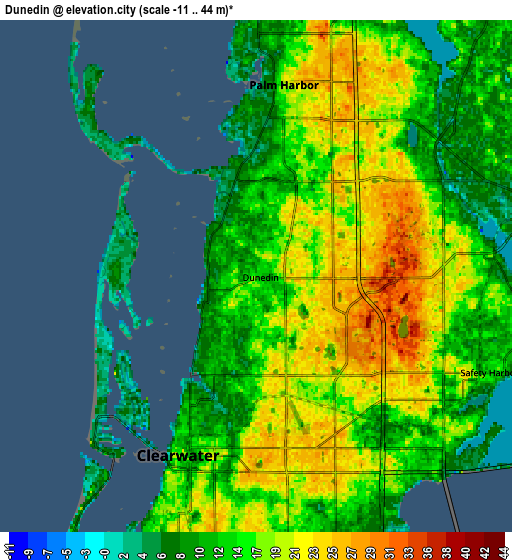 Zoom OUT 2x Dunedin, United States elevation map