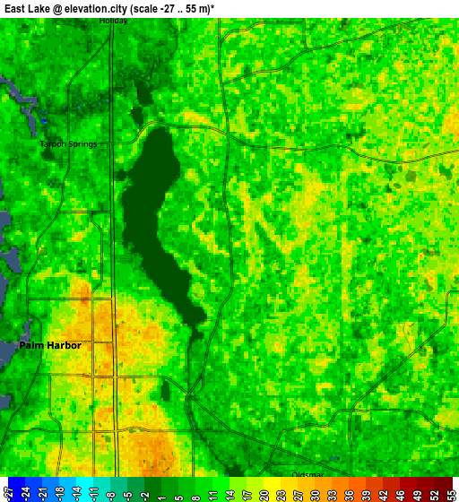 Zoom OUT 2x East Lake, United States elevation map