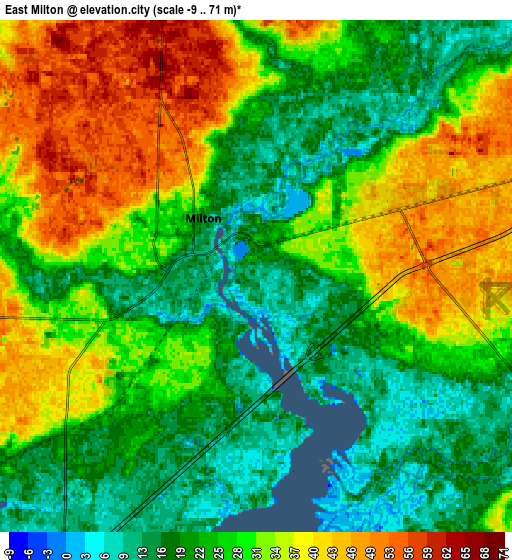 Zoom OUT 2x East Milton, United States elevation map