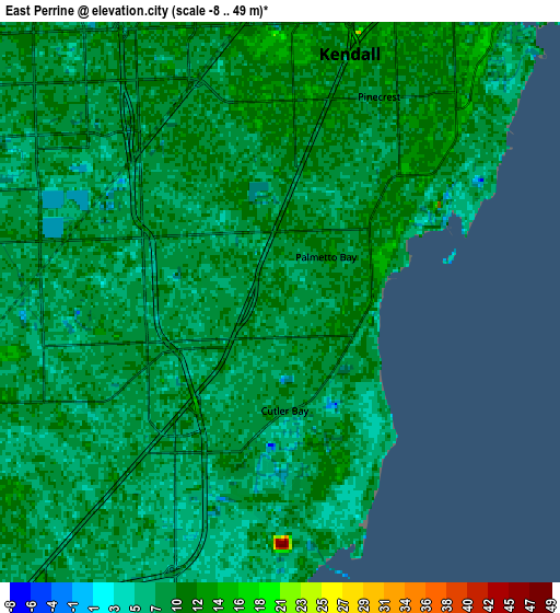 Zoom OUT 2x East Perrine, United States elevation map