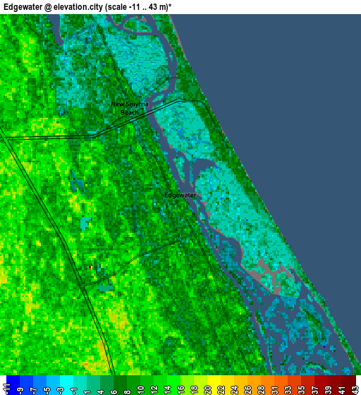 Zoom OUT 2x Edgewater, United States elevation map