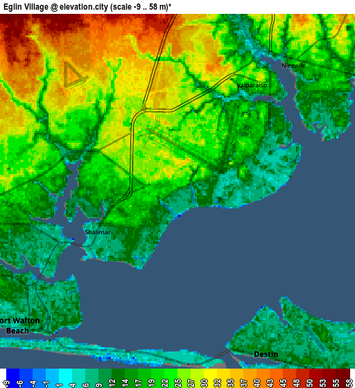 Zoom OUT 2x Eglin Village, United States elevation map