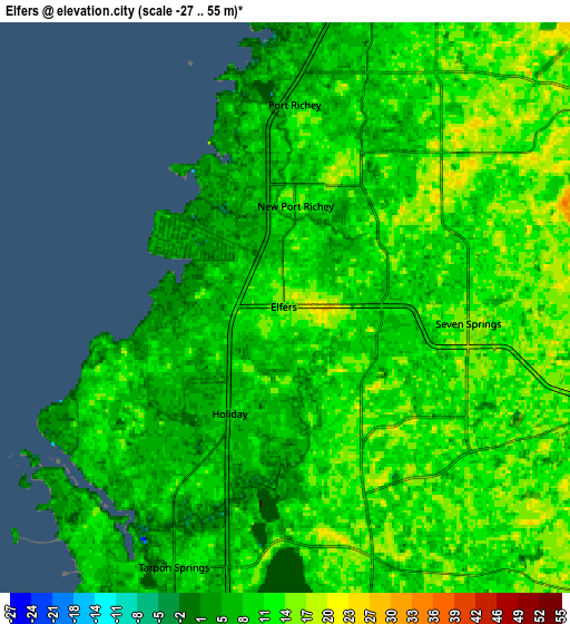 Zoom OUT 2x Elfers, United States elevation map