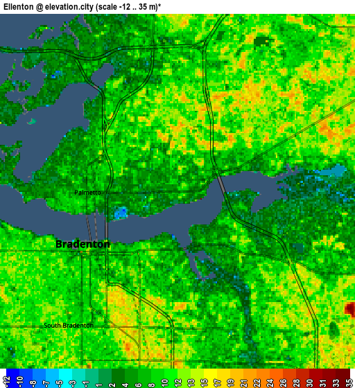 Zoom OUT 2x Ellenton, United States elevation map