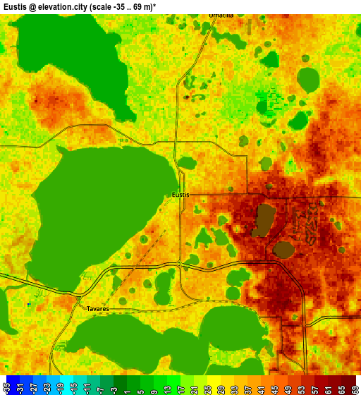 Zoom OUT 2x Eustis, United States elevation map