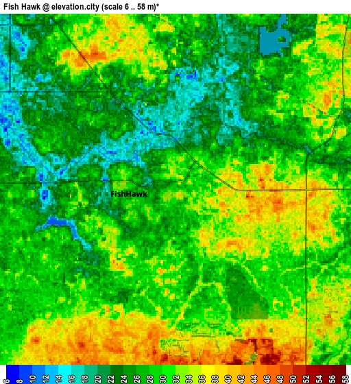 Zoom OUT 2x Fish Hawk, United States elevation map