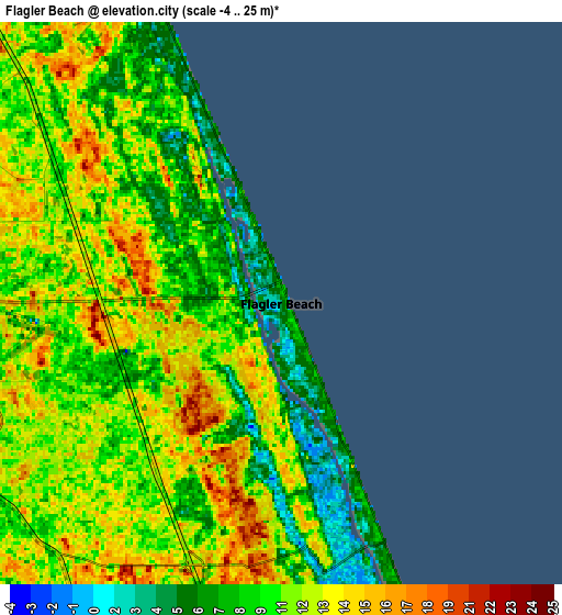 Zoom OUT 2x Flagler Beach, United States elevation map