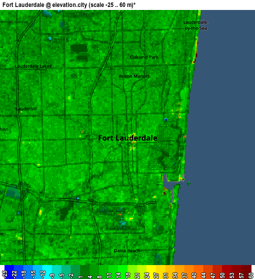 Zoom OUT 2x Fort Lauderdale, United States elevation map