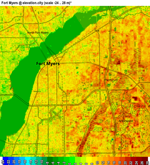 Zoom OUT 2x Fort Myers, United States elevation map