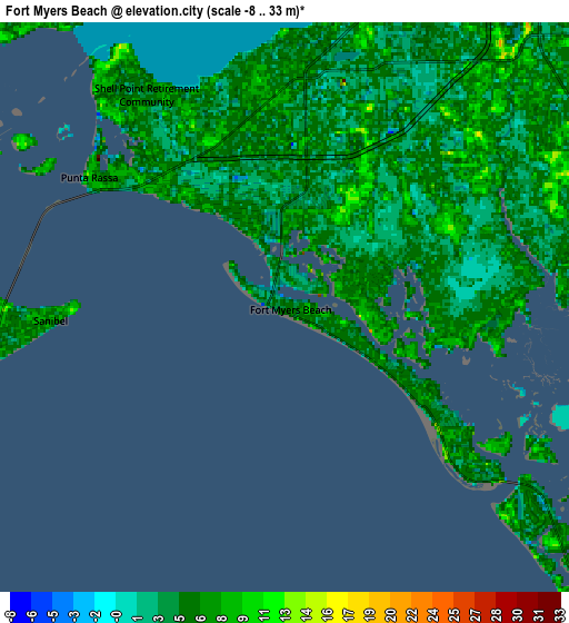 Zoom OUT 2x Fort Myers Beach, United States elevation map