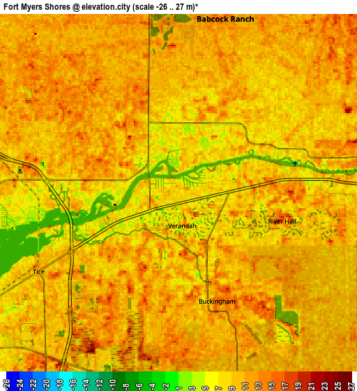 Zoom OUT 2x Fort Myers Shores, United States elevation map