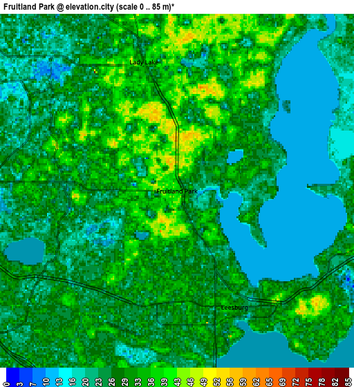 Zoom OUT 2x Fruitland Park, United States elevation map