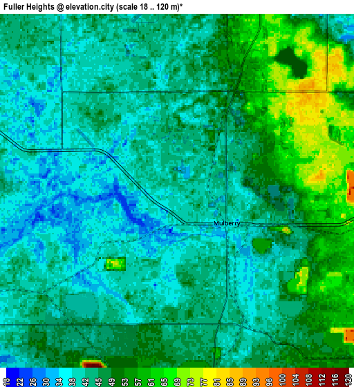 Zoom OUT 2x Fuller Heights, United States elevation map